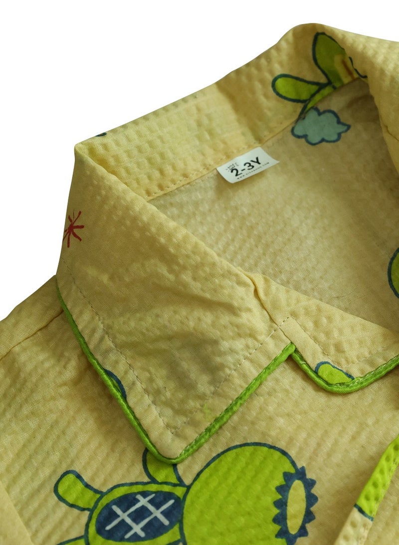 كيدابهو طقم بيجامات للأطفال - قطعتان من قطعتين بتصميم رسوم متحركة باللون الأخضر النابض بالحياة - Image 4