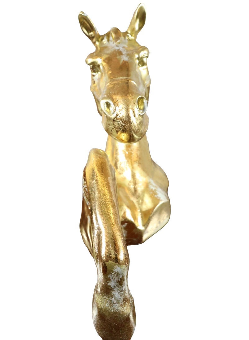 Golden Emergence Horse Wall-Mounted Sculpture, Gold, Fiberglass, 70 cm, Patina and Gold Leaf Finish, Luxury Interior Décor - Image 2