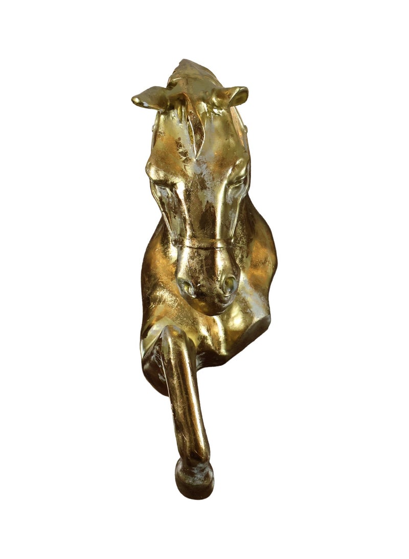 Golden Emergence Horse Wall-Mounted Sculpture, Gold, Fiberglass, 70 cm, Patina and Gold Leaf Finish, Luxury Interior Décor - Image 3
