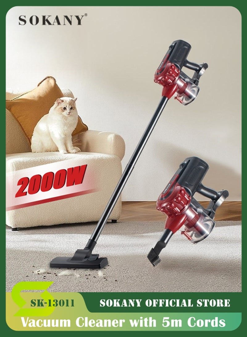 sokany 5M Corded Stick Vacuum Cleaner, 18Kpa Handheld Vacuum Adjustable Lightweight 2 in 1 Stick Vacuum with HEPA Filter for Hard Floor, Carpet, Pet Hair(Black) - Image 1