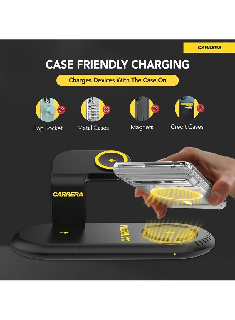 CARRERA 3 in 1 Wireless Charger Stand CWC-233, 15W Fast Charging for Phone, 5W for Earbud, 2.5W for Watch, Type C Cable Included, Multi-Device Compatible - Image 4