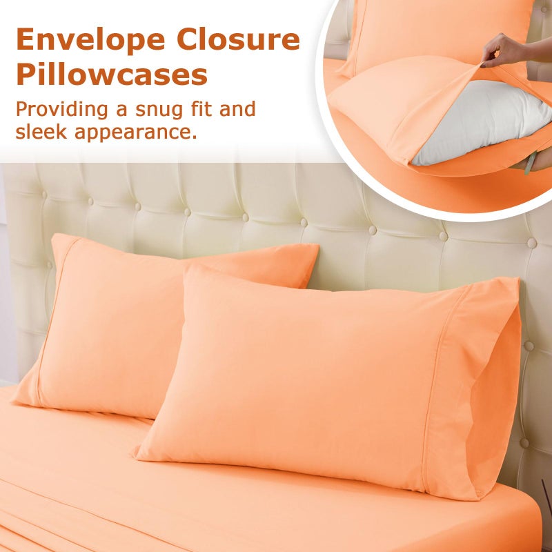 Homilay Twin Size Bed Sheet Set - 3 Piece Soft Microfiber Sheets with Deep Pockets  Cooling Technology  and Wrinkle-Free Pillowcase. Hotel-Quality  Durable Bedding  Peach Fuzz - Image 5