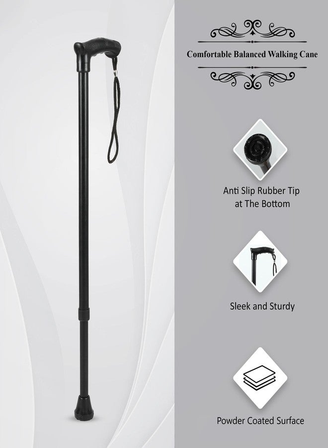 iwalk; Changing Lives iWalk Walking Stick with Adjustible Height, Mild-Steel Body, Light Weight for Men/Women, Patients, Old People (Black) (Black Stick) - Image 5