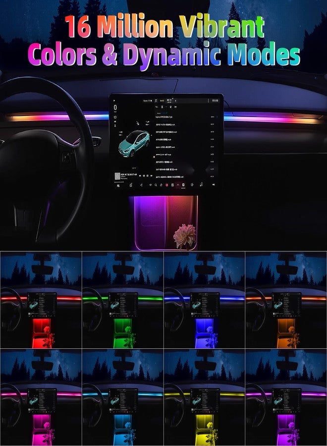 CCBASEBALL Interior Car LED Strip Lights for Tesla Model 3 Y 2021-2023, 16 Million Colors Ambient Lighting Kit with APP Control, Music Sync Color Change Neon Lights for Dashboard & Center Console - Image 3