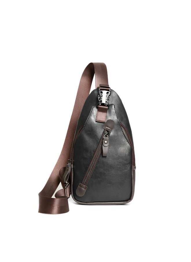 Skycare - Skycare Men's Leather Chest Bag, Fashionable and Trendy Shoulder Bag, Crossbody Bag, Sling Bag, Bike Backpack - Image 1