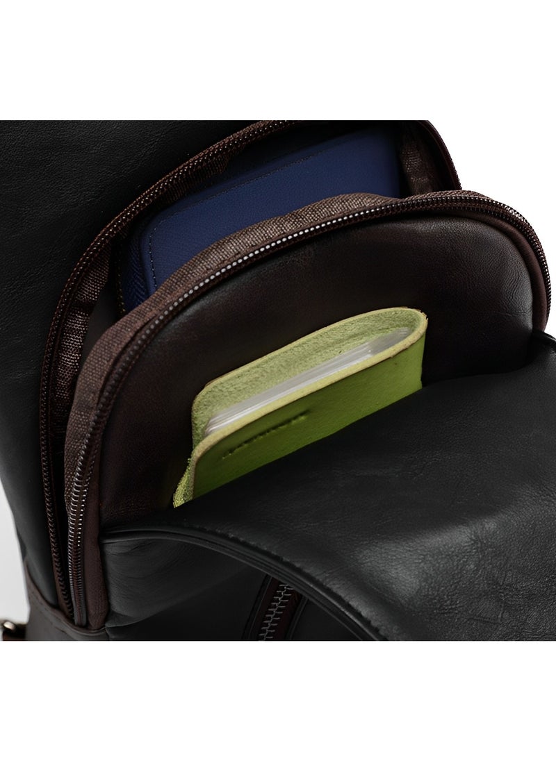 Skycare - Skycare Men's Leather Chest Bag, Fashionable and Trendy Shoulder Bag, Crossbody Bag, Sling Bag, Bike Backpack - Image 1