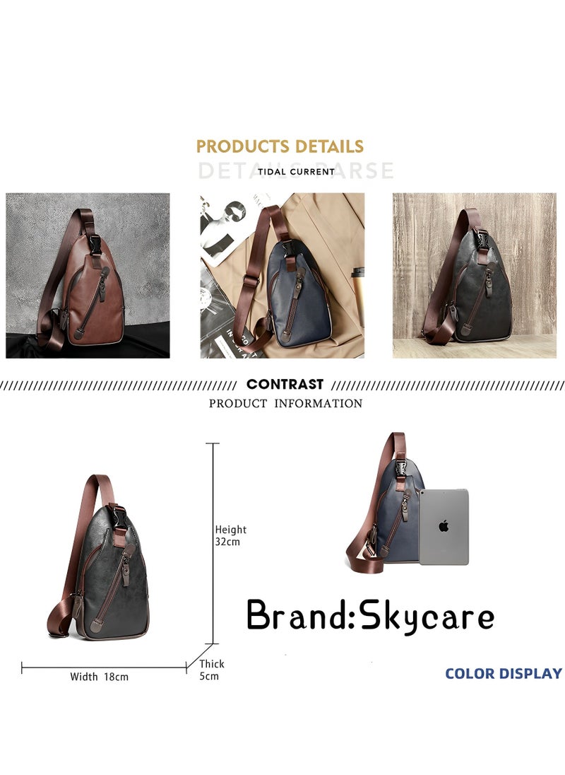 Skycare Men's Leather Chest Bag, Fashionable and Trendy Shoulder Bag, Crossbody Bag, Sling Bag, Bike Backpack - pzsku/Z57E22D7AA1423EB6B3A4Z/45/_/1699713463/ff537aaa-2338-4071-94b2-238b7585cc1f