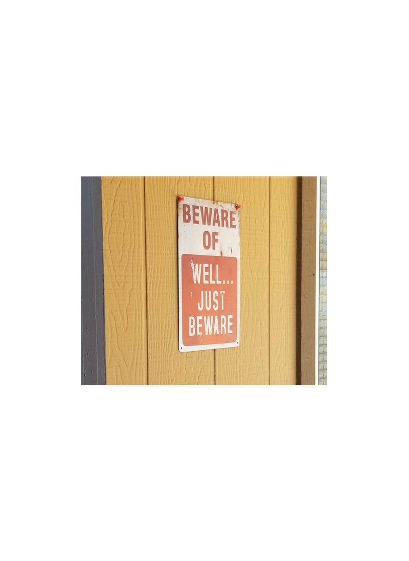 Party with Emma Beware of Well Just Beware & No Trespassing We're Tired of Hiding  Metal Signs Vintage Bar Decor Yard Signs 2 PCS  - Image 4