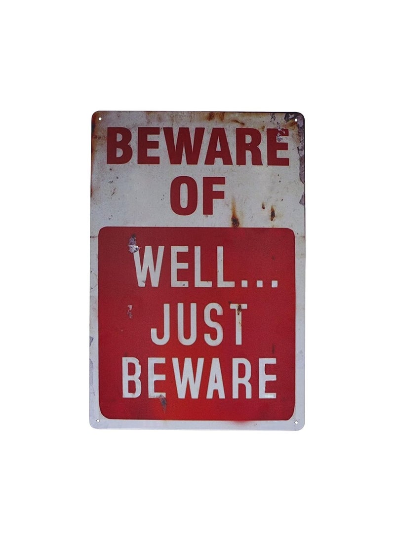 Party with Emma Beware of Well Just Beware & No Trespassing We're Tired of Hiding  Metal Signs Vintage Bar Decor Yard Signs 2 PCS  - Image 3