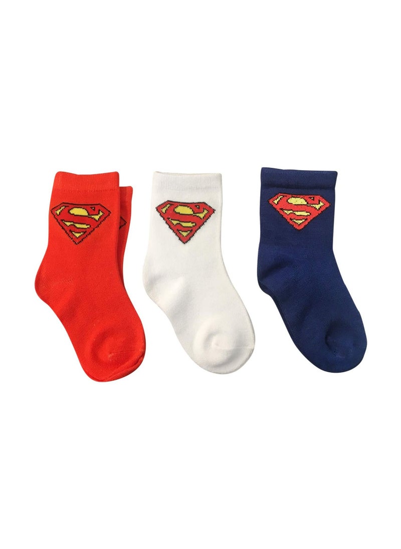 Justice League Superman Bamboo Cotton Sock - Solid (Pack Of 3) - Blue/White/Red 2-4Y  - Image 3