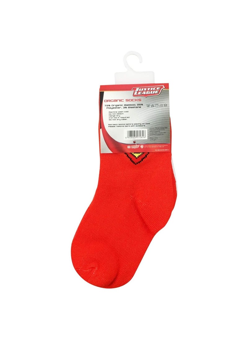 Justice League Superman Bamboo Cotton Sock - Solid (Pack Of 3) - Blue/White/Red 2-4Y  - Image 2