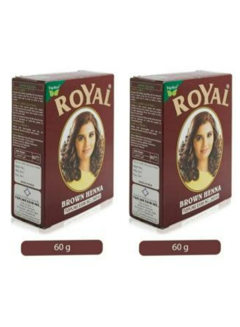 رويال صبغة شعر حناء بنية توب لاين 60 جرام قطعتين