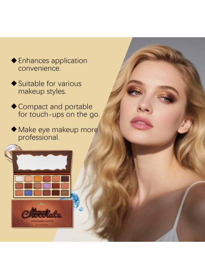 zephoco Chocolate-inspired Eyeshadow Palette, Earth Tones, Cool-toned Highlighter, Lightweight And Highly Pigmented, Suitable For Daily Commute - Image 4