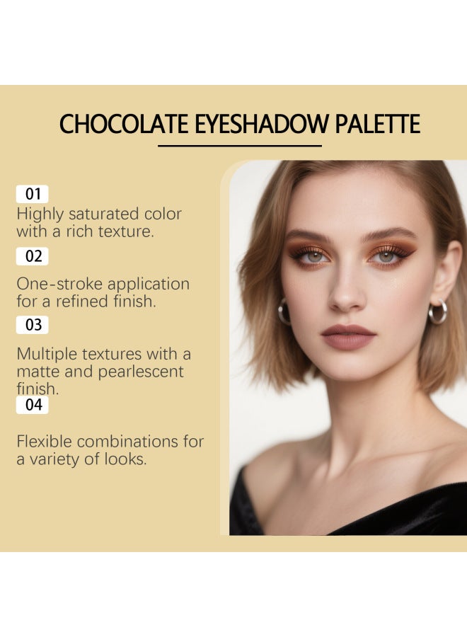 zephoco Chocolate-inspired Eyeshadow Palette, Earth Tones, Cool-toned Highlighter, Lightweight And Highly Pigmented, Suitable For Daily Commute - Image 3