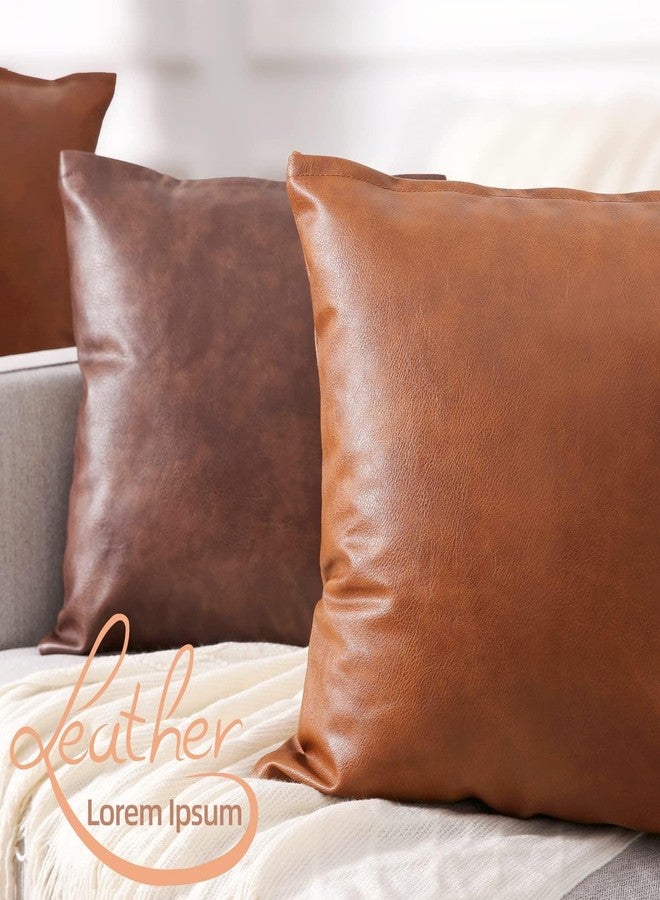 Yaertun Set of 2 Lumbar Faux Leather Decorative Throw Pillow Covers Modern Solid Outdoor Cushion Cases Luxury Pillowcases for Couch Sofa Bed 12x20 Inches Brown - Image 4
