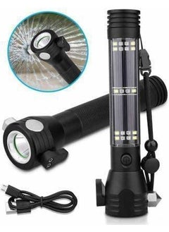 DHAVL dhavlAluminium 7 Mode Rechargeable Solar LED Torch Flashlight Use for Car Emergency ToolWindow Breaker Seat Belt Cutter Compass  - Image 3