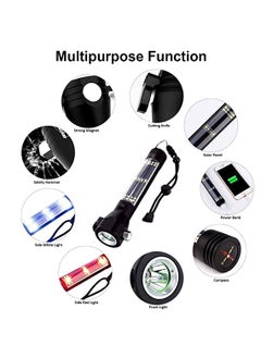 DHAVL dhavlAluminium 7 Mode Rechargeable Solar LED Torch Flashlight Use for Car Emergency ToolWindow Breaker Seat Belt Cutter Compass  - Image 4