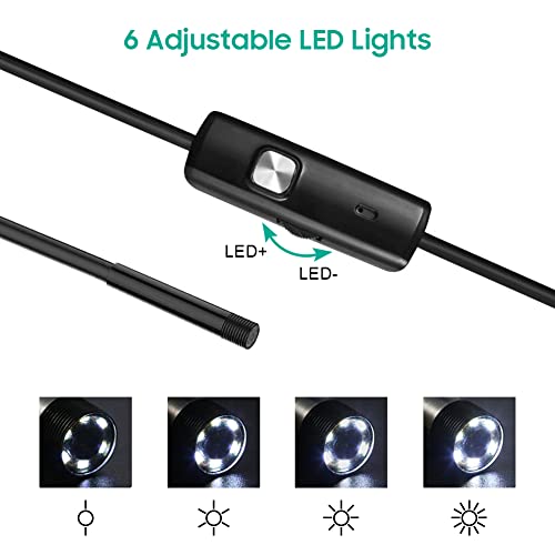 ZERONE منظار USB، 3 في 1 كاميرا فحص بزاوية 5.5 مم مع 6 مصابيح LED قابلة للتعديل وكابل بطول 5 متر، IP67 لأجهزة Android/XP/W7/W8/VISTA/W10 - Image 3