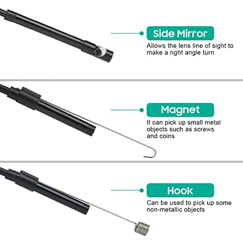 ZERONE منظار USB، 3 في 1 كاميرا فحص بزاوية 5.5 مم مع 6 مصابيح LED قابلة للتعديل وكابل بطول 5 متر، IP67 لأجهزة Android/XP/W7/W8/VISTA/W10 - Image 4