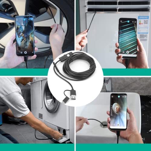 ZERONE منظار USB، 3 في 1 كاميرا فحص بزاوية 5.5 مم مع 6 مصابيح LED قابلة للتعديل وكابل بطول 5 متر، IP67 لأجهزة Android/XP/W7/W8/VISTA/W10 - Image 5