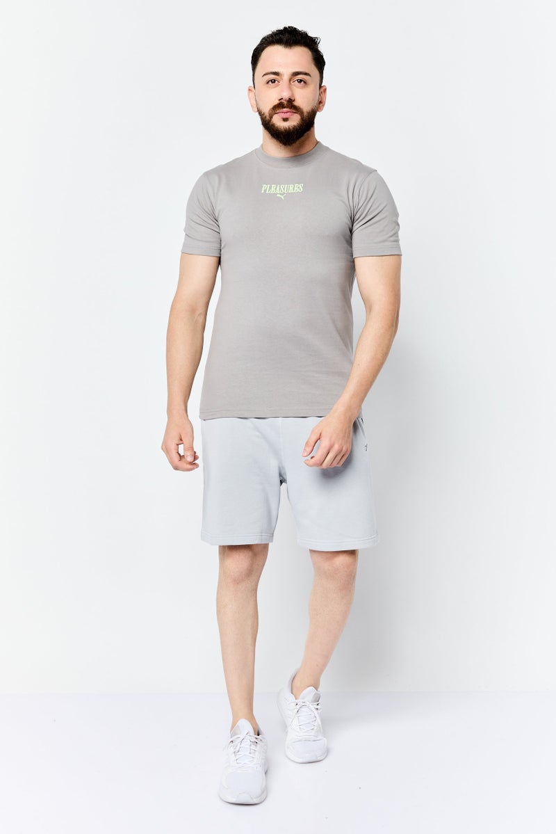 Puma x Pleasures Men Sportswear Fit Short Sleeve Outdoor T-Shirt, Light Grey - Image 2