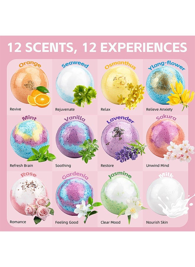 هاهاهاي مجموعة هدايا كرات ملح طبيعية مصنوعة يدويًا، 12 قطعة مع ملح البحر وزبدة الشيا، ترطيب البشرة الجافة، تخفيف التوتر، حمام فقاعات، هدايا سبا مثالية للاسترخاء للنساء والرجال والأطفال - Image 2