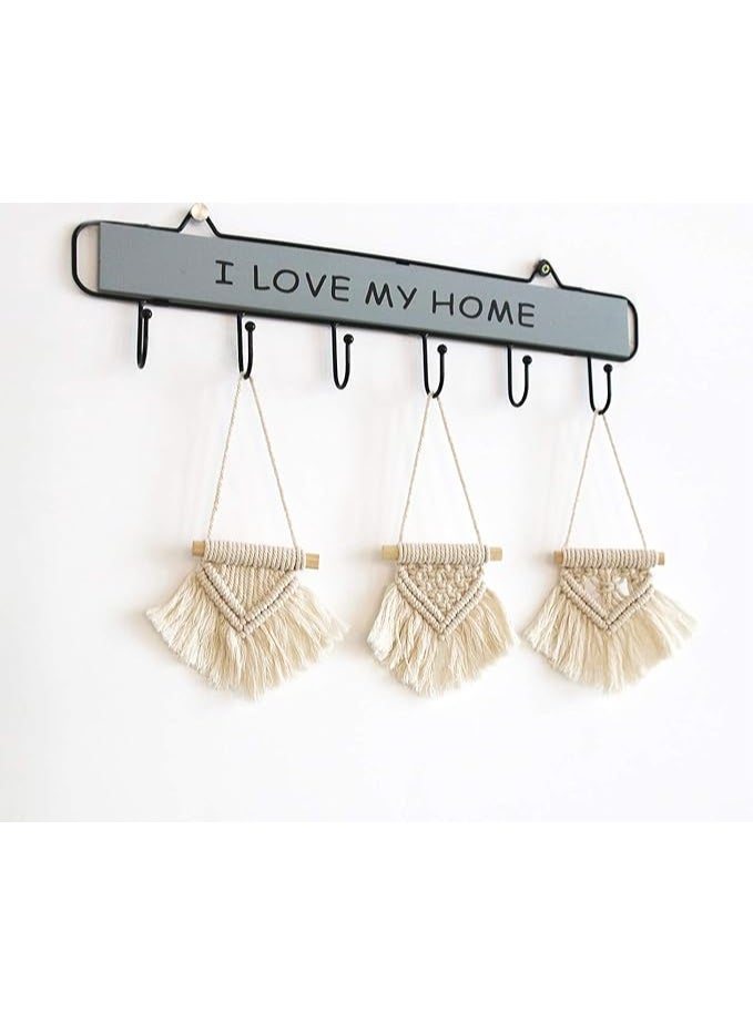 انتيكيانو مجموعة مكرمية صغيرة للتعليق على الحائط مكونة من 3 قطع بتصميم بوهو لطيف لتزيين شجرة الكريسماس والسيارة والحضانة والحمام وغرفة النوم المعيشة والسكن الجامعي وفكرة المنزل، مقاس 3.5 انش عرض ×، عاجي - Image 3