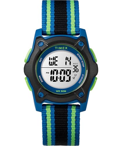 Timex Kids TW7C26000 Time Machines Digital 35mm Blue/Black/Green Double-Layered Nylon Strap Watch - Image 5
