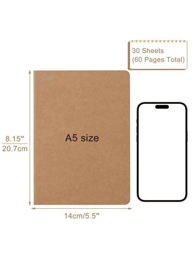 ZCZN 5 Pack A5 Kraft Notebooks Bulk, 8.15x5.5 Inches Blank Journaling Notebooks, Notebooks for Work, Composition Notebooks for School, Journal notebooks for kids, 60 Pages - Image 2