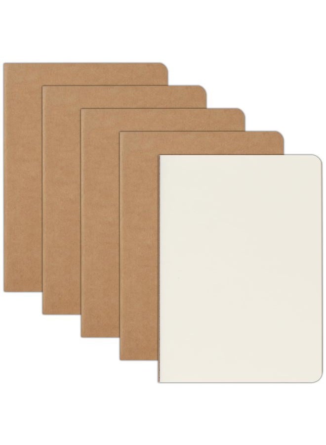 ZCZN 5 Pack A5 Kraft Notebooks Bulk, 8.15x5.5 Inches Blank Journaling Notebooks, Notebooks for Work, Composition Notebooks for School, Journal notebooks for kids, 60 Pages - Image 1