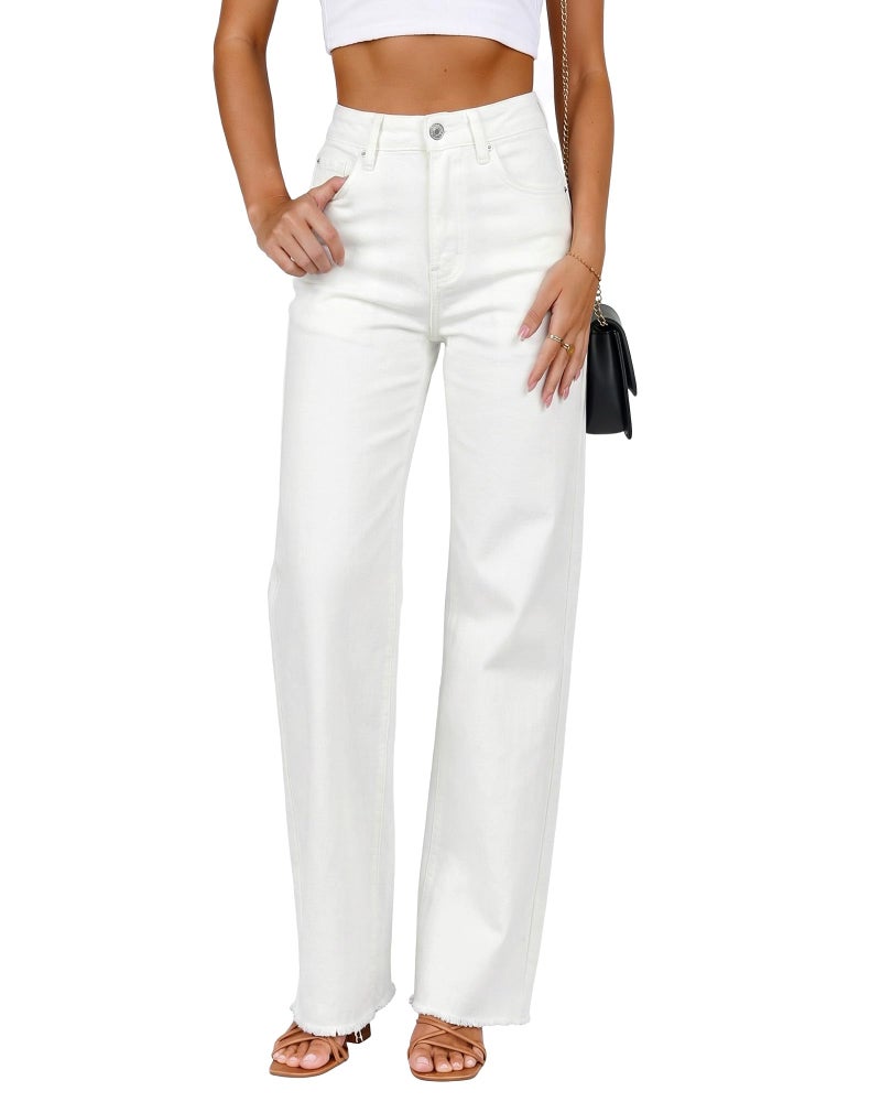 GRAPENT Stretchy Jeans for Women High Waisted Pants Pants Women Off-White X-Large Fits US Size 16 to 18 - Image 1