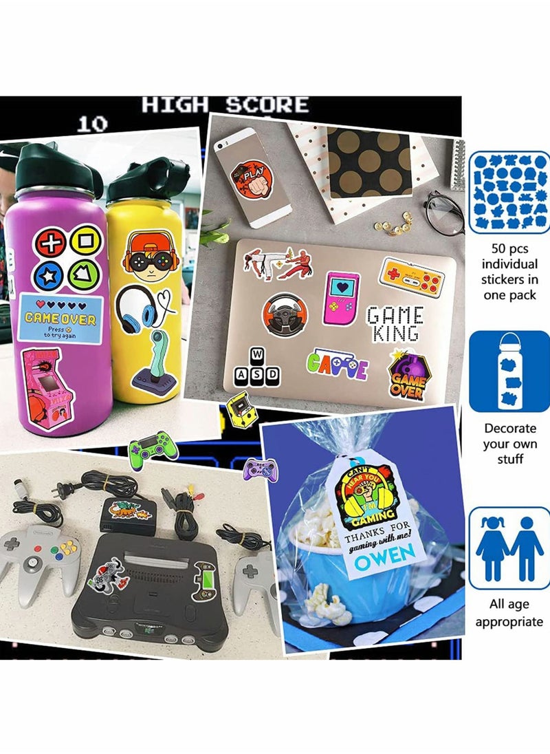 KASTWAVE Gaming Stickers for Kids, DIY Waterproof Vinyl Decal Stickers, Water Bottles Video Gamer Stickers for Laptop, Game Reward Pack for Teachers, Nostalgic Game Console Doodle Sticker (50 PCS)  - Image 3