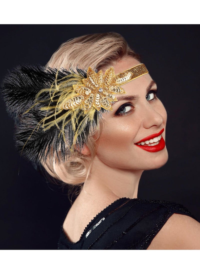 Flapper Headband Roaring 1920s Gatsby Costume Headwear Sequin Wedding Headpiece Accessories  for Women for Art Decor Pageant Themed Party - Image 2