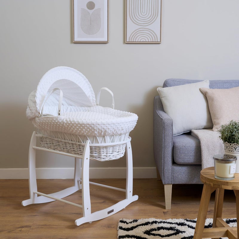 Clair de Lune Deluxe Rocking Moses Basket Stand - White - Image 2