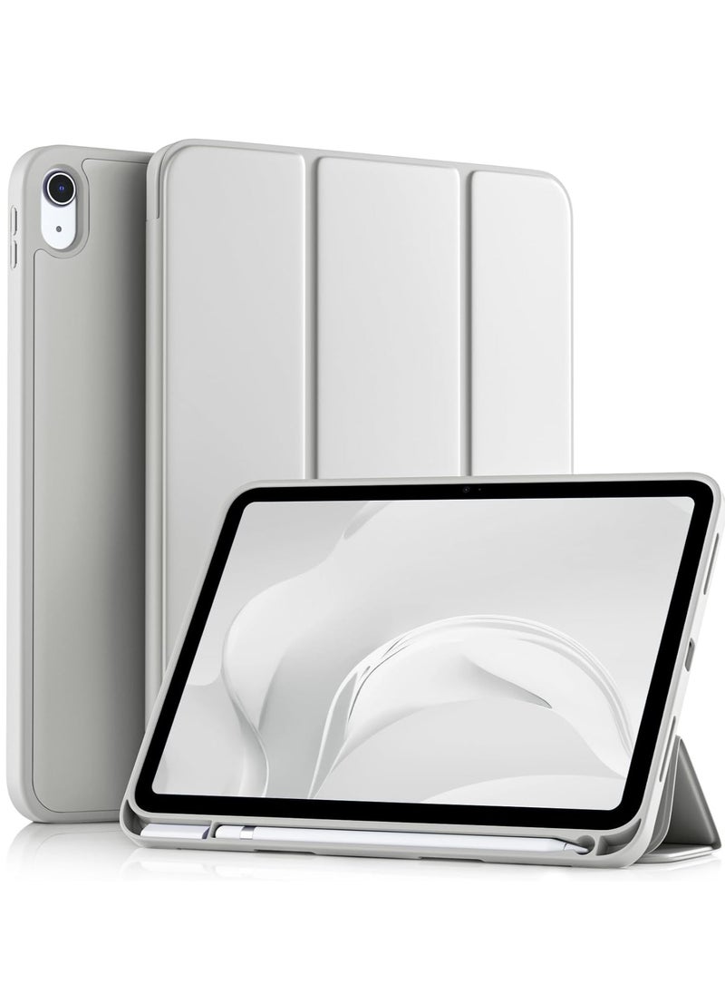 MIGOFAST - Compatible with iPad 10th Generation Case 10.9 Inch 2022 with Pencil Holder, Slim Trifold Stand Protective Cover with Soft TPU Back for iPad Case 10th Generation, Auto Sleep Wake Gray - Image 1