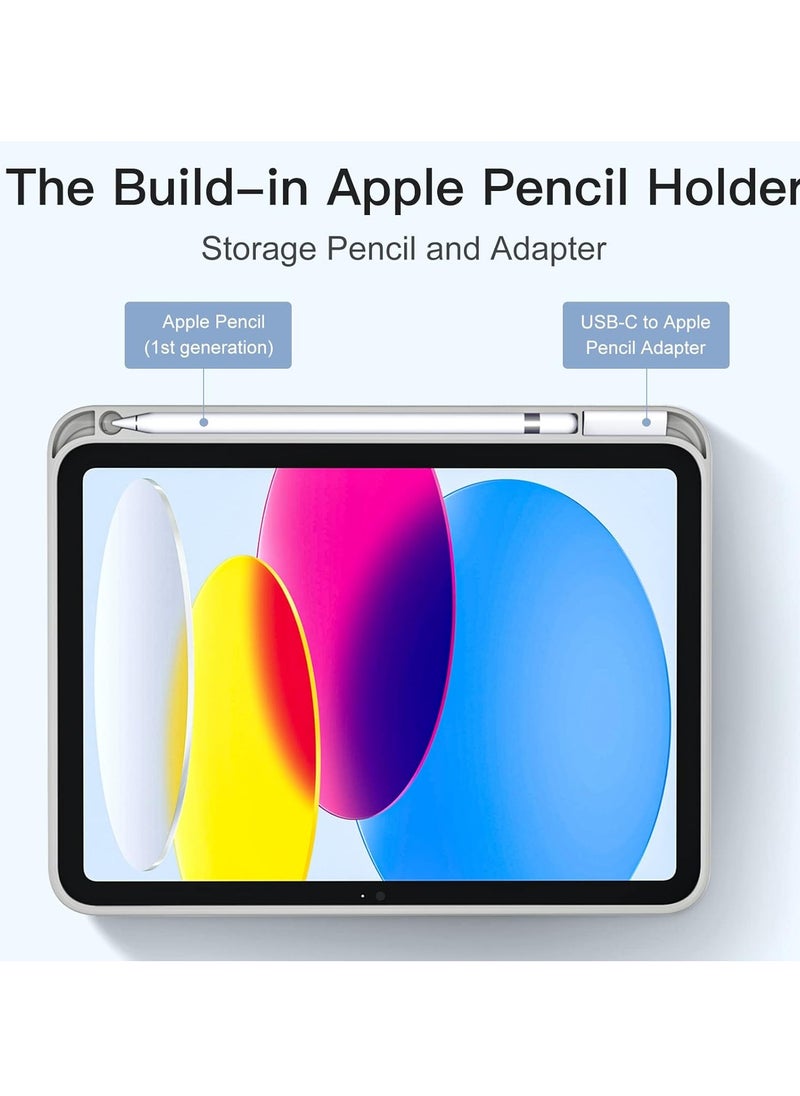 MIGOFAST - Compatible with iPad 10th Generation Case 10.9 Inch 2022 with Pencil Holder, Slim Trifold Stand Protective Cover with Soft TPU Back for iPad Case 10th Generation, Auto Sleep Wake Gray - Image 1