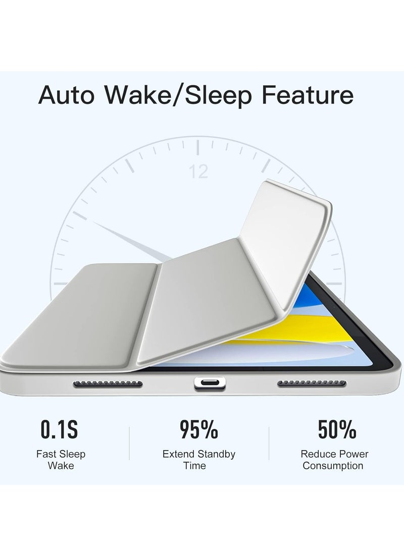 MIGOFAST - Compatible with iPad 10th Generation Case 10.9 Inch 2022 with Pencil Holder, Slim Trifold Stand Protective Cover with Soft TPU Back for iPad Case 10th Generation, Auto Sleep Wake Gray - Image 1