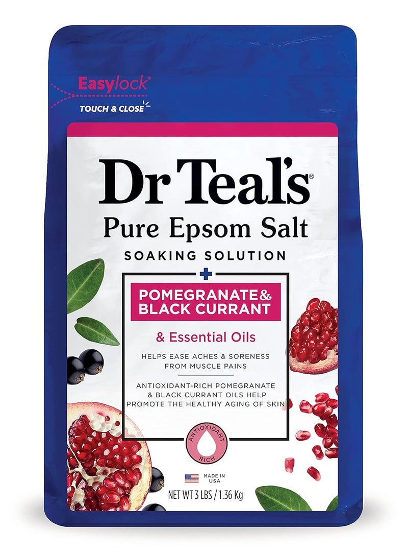 Dr Teal's Epsom Salt Soaking Solution Pomegranate & Black Currant 1.36Kg - Image 1