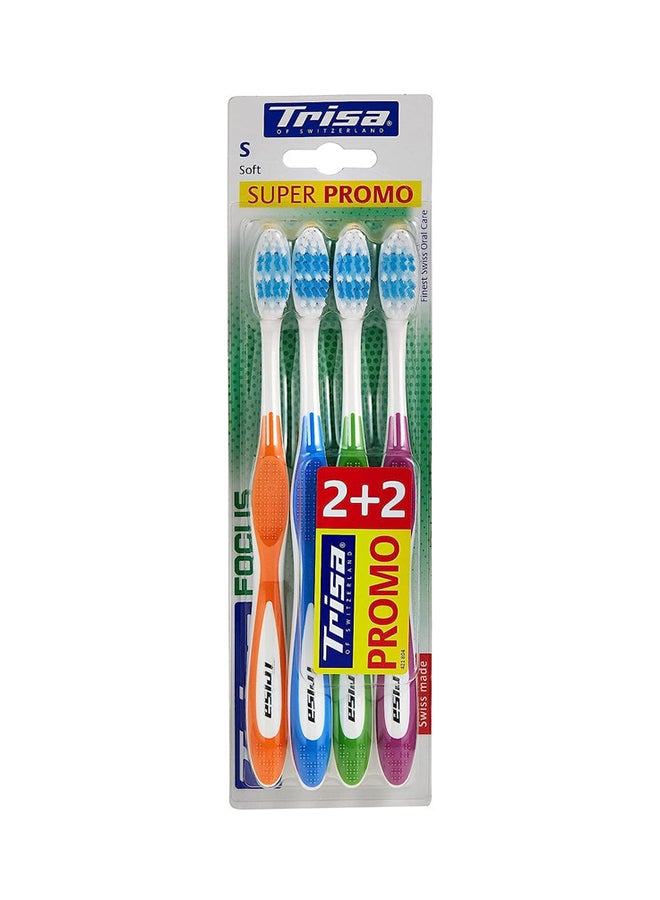 TRISA Focus Soft Toothbrush 4 Pack 2+2 - Image 1