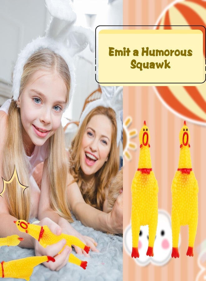 Plukeen 34 Pcs 6.3 Inch Squeaky Rubber Chickens Screaming Chicken Bulk Yellow Squawking Chicken Dog Toys for Kids Adults Party Prank Novelty Favors Family Game Toys Noise Maker - Image 5