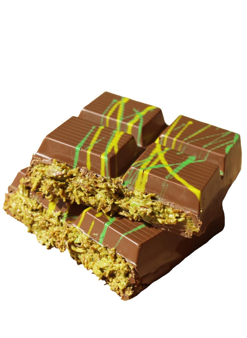 Arabian Treatz Kunafa & Pistachio Premium Chocolate Bar with Protein – Gourmet Fusion of Dessert & Crunchy Nuts – 100g  - Image 5
