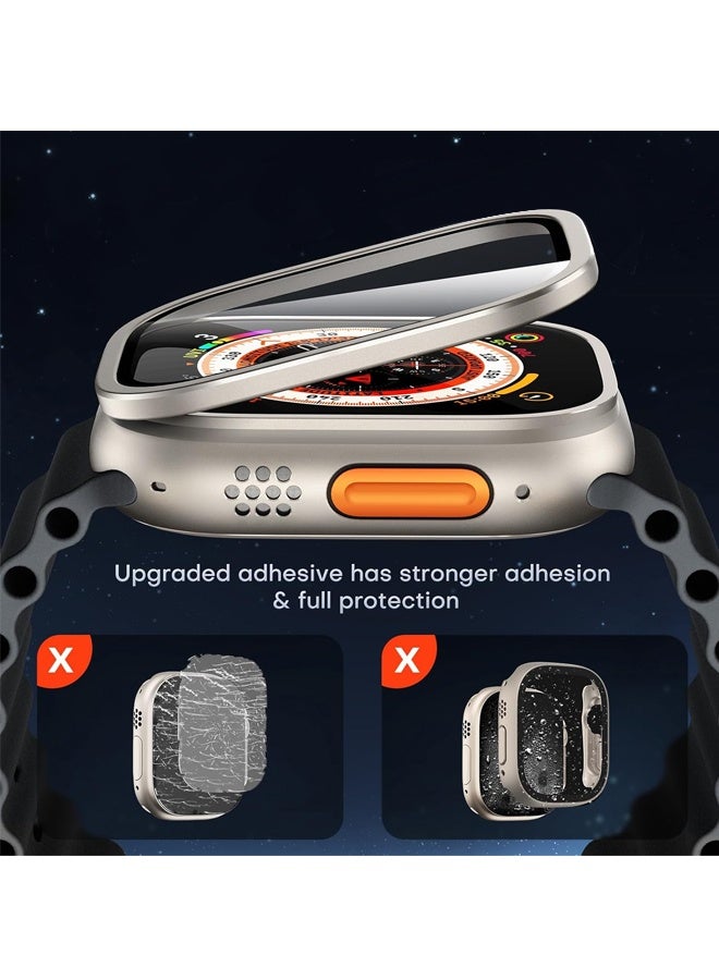 قطعتان من واقي الشاشة لساعة Apple Watch Ultra 2/Ultra مقاس 49 مم، مصنوع من زجاج مقوى 9H + إطار من سبائك التيتانيوم - Image 2