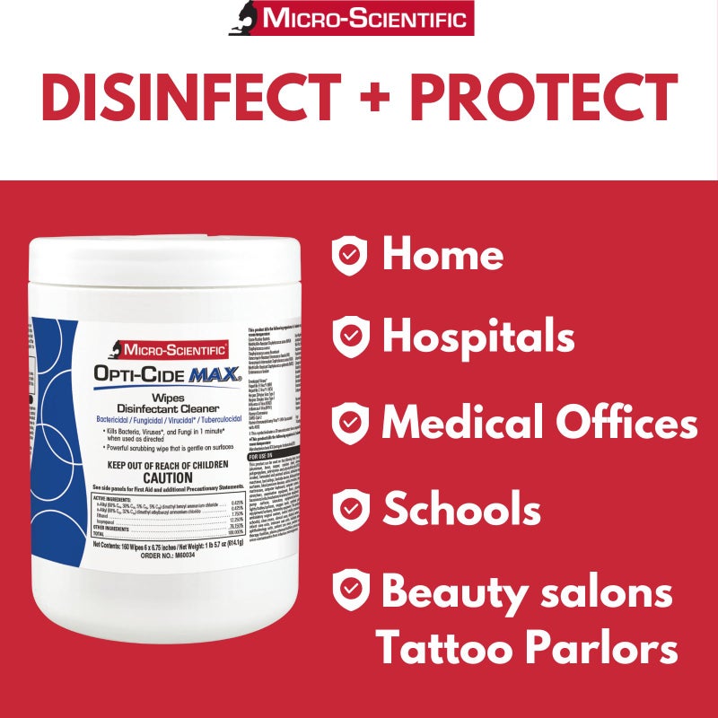 Micro-Scientific Opti-Cide Max Disinfecting Wipes (2 Pack) - 320 Wipes - Hospital Grade EPA Registered Disinfectant Cleaner - Image 3