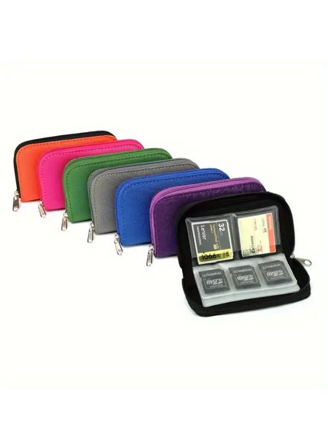 حافظة بطاقة الذاكرة PVC الزرقاء المحمولة مع إغلاق سحاب آمن لبطاقات CF وSD وTF - Image 2