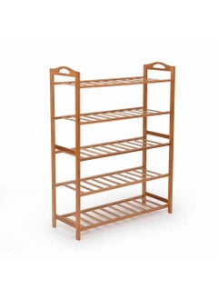watheer Mikakus 5-Tier Bamboo Shoe Rack Durable Freestanding Shoe Storage Organizer for Bedroom Closets, Entryways, and Sneakers - Wood  - Image 1