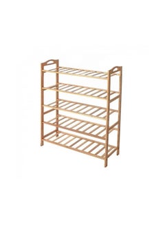 watheer Mikakus 5-Tier Bamboo Shoe Rack Durable Freestanding Shoe Storage Organizer for Bedroom Closets, Entryways, and Sneakers - Wood  - Image 3