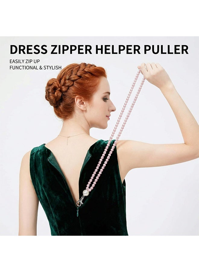Dress Zipper Helper, 25.5" Dress Zipper Puller with Clip, Beaded Zip Pull Assistant Chain, Back Zip Puller Aid Tool for Long Dresses, Boots, Elderly, Zipping Up Down Dress by Yourself B - Image 3
