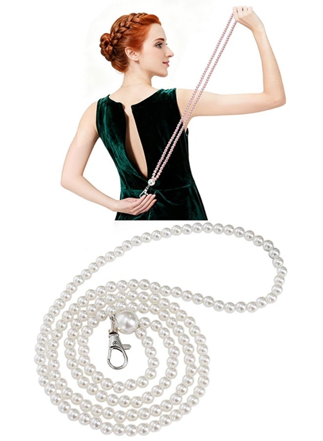 Dress Zipper Helper, 25.5" Dress Zipper Puller with Clip, Beaded Zip Pull Assistant Chain, Back Zip Puller Aid Tool for Long Dresses, Boots, Elderly, Zipping Up Down Dress by Yourself B - Image 1