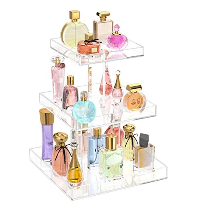 NIUBEE 3-Tier Perfume Organizer, Clear Resin, Rectangular Tray, Sturdy Design, Space Saver, Convenient Access, Easy Assembly - Image 4