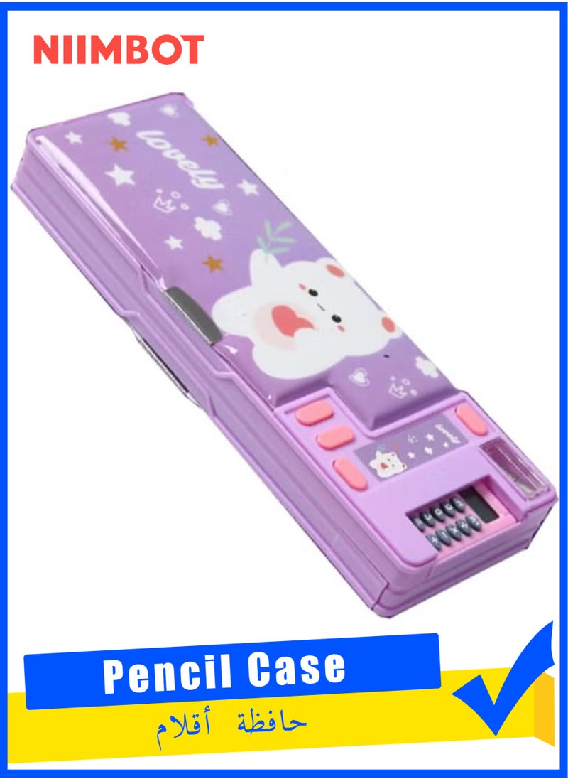 NIIMBOT Upgrade Pop Up Multifunction Pencil Case for Kids, with Calculator Sharpener Cute School Supplies Multifunction Stationery Organizer Space Gift for Kids Teens Purple  - Image 1